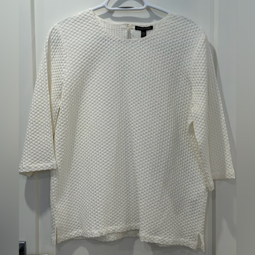 NWT Eileen Fisher Textured Pullover Top, White